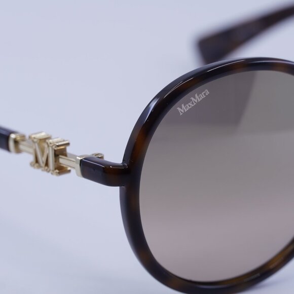 MaxMara EMME15 MM0065 52G Sunglasses Havana Round Frame, Brown Lenses - Picture 9 of 11